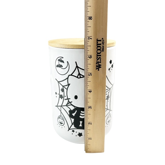 NEW Sanrio HELLO KITTY HALLOWEEN SKELETON Canister with Wooden Lid - Picture 4 of 6